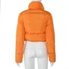 Kvinnors Ned Parkas Vinterpuffer Beskuren Parka Bubbla Jacka Kvinnor Varmt Jackor För Kvinnlig Partihandel 2021 Mode Orange Zippers Sli