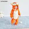 Animal Fox Cochon Rose Kigurumis Infant Romper Onesie doux chaud bébé vêtements mignon bébé garçons filles Onesies enfants Outfit Costume 201028