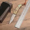 Nowy 6.7 "Pocket Solding Knife Damascus Steel Blade Abalone Shold Handa EDC Noże z nylonową torbą