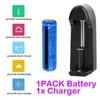 1 st 18650 Batteri 3000mAh 3,7V BRC Li-ion laddningsbart batteri för ficklampa +1 st Universal Smart Charger