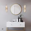 Lámpara de pared LED de mármol 90-260V aplique de pared del pasillo para sala de estar luces de pared para baño iluminación de ambiente de Metal dorado 265u