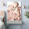 Modern Pink Flowers green plants Wall Poster print on canvas painting abstract painting wall art pictures for Living Room home5834392