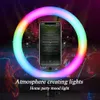 RGB-LED-Licht, Farbwechsel, Ringlicht, Ringlampe mit Bluetooth-Fernbedienung für Selfie, Tiktok, Video, Live-Stream, Online-Konferenz