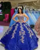 Sparkly Pailletten Royal Blue Quinceanera Kleider Spitze Applqiue süß 16 Schnür-Up-Korsett-Promkleider Vestidos de 15 AOS XV Kleid