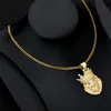 Lion Head Pendant Necklace Hip Hop Punk Gold/ Platnium Color Zircon Choker Chain Ice Out Necklace For Women Men Jewets Gift 201013