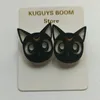 Fashion Jewelry Black and White Cute Kitten Head for Girl Earring Acrylic Accessories316K