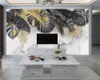 壁紙のヨーロッパスタイルの大きな葉大理石3D壁紙HDの植物の室内装飾3D壁紙