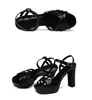 2021 new design women's fashion high heel shoes office lady casual thick heel sandals black silver girls sexy chunky wedge size 34-41 #P6