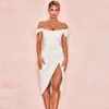 Casual Dresses Shoulder Sexy Strapless Split Corset Satin Dresses Fashion Bodycon Dress Women Party Night Club Elegant 020723H