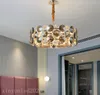 Lampadario di cristallo moderno per soggiorno camera da letto di lusso sala da pranzo lampada di cristallo a catena lampada rotonda in oro per decorazioni per la casa