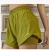 Athletic Lu Lu Hoty Hot Shorts 4 Inseam Woven Fake Two-Piece Sports Underwear Fitness Running Gym Clothes Yoga Pants Booty Short