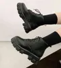 Rock Shoes Woman Boots Mid-Calf Booties Women Luxury Designer Boots-women Low Heels booties Round Toe Short Mid 2021 Y1209