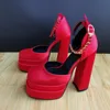 2022 Sexy frauen Pumpt Echtes Leder Seide Starke High Heel Plattform Frauen Schuhe Schwarz Rot Gelb Rose Lila 220226