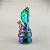 Commercio all'ingrosso Pretty Rainbow Color Glass Cobra Bong Pyrex Bong in vetro spesso Glow In the Dark Filtro Fumo Hooka Pipa ad acqua 4 colori