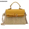 Bohemian Strobags voor Dames Strand Handtassen Zomer Vintage Rattan Bag Handgemaakte KintTed Geweven Crossbody Tas Purse