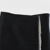 TRAF Za femmes jupe noire Vintage taille haute courte s femme mode bijoux Fring Mini s Sexy fente Y2K 220224