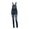 Damska dziura Skinny Sling Dżinsy Moda Trend Przycisk Kieszonkowy Kobiety Dinem Spodnie Designer Jesienią Kobiet Nowy Casual Slim Dżinsy