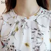 Moda feminina de softu elegante off ombro blusas chiffon cópia blusas camisa floral para mulheres ete plus size tops femininos H1230