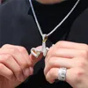 Neue Mode Coole Herren Hip Hop Halskette Vergoldet Bling CZ Elektrokardiogramm Anhänger Halskette mit Seil Kette Halskette Rapper Zubehör