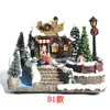 음악 글로우 크리스마스 마을 하우스 장면 1 LED 조명 및 음악 배터리가있는 롤링 인형 및 USB3978712