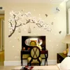 Große Größe Baum Wandaufkleber Vögel Blume Wohnkultur Tapeten für Wohnzimmer Schlafzimmer DIY Vinyl Zimmer Dekoration 187 * 128 cm 210310