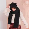 New Cute Fashion Bear Ears Hat Scarf Two-Piece Women Girls Outdoor Winter Thick Plush Warmer Neck Wrap Accessories