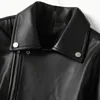 Haute Qualité Noir En Peau De Mouton Lâche Femmes En Cuir Véritable Hiver Automne Casual Zipper Manteau Classique Avec Poches Veste En Cuir 201030