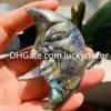 6 pcs 70-80mm natural Labradorite Ametista Fluorite Cristal Moon Moon Mão-esculpida Quartz Gemstone Crescent Moon Moon Specimen Coleção Cura