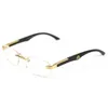 Lunettes de soleil en plein air pour hommes de la mode Lunettes optiques Cadre Corne de buffle Lunettes transparentes Cadres en bois transparents Lunettes Remplir Prescription