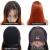 Laranja Colorido Cabelo Humano 4x4 Lace Wig Encerramento linha reta do Brasil Remy 1B / 350 Glueless perucas para mulheres negras Ombre trançada peruca dianteira do laço