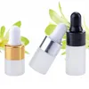 UV-proof Frosted Clear Glass Essential oil Beard Oil Bottle with Aluminum Dropper lid 1ml 2ml 3ml 5ml Round Tubular Perfume oil Vial Cosmetic Serum Bottle Freeship