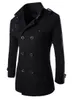 Mezclas de lana para hombres Venta al por mayor- MLG Mens Classic Double Breasted Mid Long Trench Pea Coat1