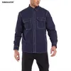 SURMULLETER Camicia da uomo casual stile libero a maniche lunghe pettinate in cotone spesso C1210