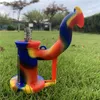 6 inches Printing Silicone Water Bong Smoking Pipe With 10mm steel nail Removable Hookahs