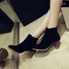 Femmes Bottines Mode Daim Bottes En Cuir À Talons Hauts Dames Chaussures Bottines Femmes Chaussures Dropshipping Zapatos De Mujer Y200114