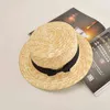 2016 summer Flat sun hats for women chapeau feminino straw hat panama style cappelli Side with bow Beach bucket cap girl topee G220301