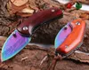 Coltello pieghevole tascabile Damasco EDC di alta qualità VG10 Acciaio damasco colorato Lama rivestita in titanio Palissandro + Manico in lamiera di acciaio inossidabile kn