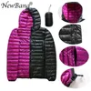 Bang Duck Coats Vrouwen Feather Hooded Ultra Light Down Jacket met Carry Bag Travel Dubbele Zij Reversible Jassen Plus Maat 211221