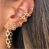 Nouveau design hip hop or couleur métal chaîne oreille manchette creux boucles d'oreilles pour les femmes punk partie géométrie boucle d'oreille ensemble bijoux 2020