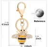 Creative Bee Car Key Chain Zinc Alloy Metal Key Ring Christmas Gift Fashion Rhinestones Diamond Personlighet Keychain Pendant DBC