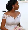 Abiti da sposa sexy africani sirena con treno staccabile Applique a pizzo completo che si muove a spalla abiti da sposa Robe de mariage Vestidos Noiva