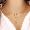 Pretty Choker Collier Necklaces Women Fashionable Multi-layer Chain Necklace Gold Plated Summer Charms Choker Necklace for Women Jewelry