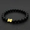 Natural Stone Elasticity Strands Beaded Bracelets for Women Men Lovely Stainless Steel Little Bear Charm Bracelet Couples Friendsh9192756