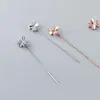 Dangle & Chandelier INZAReal 925 Sterling Silver Chain Tassel Zircon Flower Drop Earrings For Fashion Women Party Fine Jewelry Accessories G