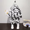 Toddler Boy Cute Panda Full Print Clothing Set Pocket Pullover Tops+ Pants 2PCS Sets Kids Spring Autumn Causal Tracksuit 220212