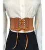 Mode nouveau ins luxe designer pu tissu dentelle ruban large ceinture élastique pour femme filles étudiantes 66cm