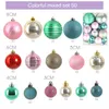 50 قطع الوردي / اللون مختلط كرات عيد الميلاد البلاستيك الكرة الحلي مع مربع المنزل شجرة عيد الميلاد قلادة زينة عيد الميلاد 2021 201203