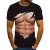 Бренд мышечной футболки Мужчины Брюшные мышцы Смешные футболки Черные футболки 3D Мужская одежда Панк рок мода Slim Tops G1229