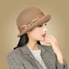 Chapeaux d'hiver pour femmes laine Fedora Chapeau avec nœud ruban élégant dame Chapeau Femme large bord feutre chapeaux Cloche Sombrero