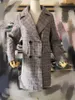 Autumn Winter Coat Women Long Coats Vintage Korean Tjock Ladies Jacka Plaid Blend Woolen Outerwear Office Lady Warm Coats 201215